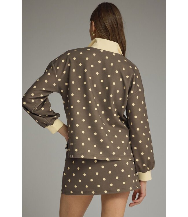 Joanne Mocha Polka Dot Top