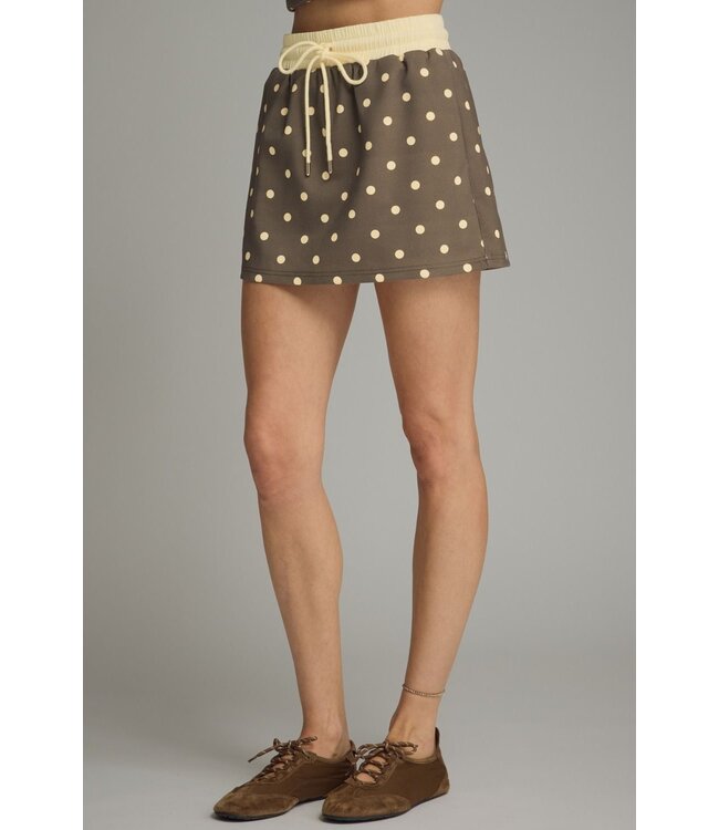 Joanne Mocha Polka Dot Skort