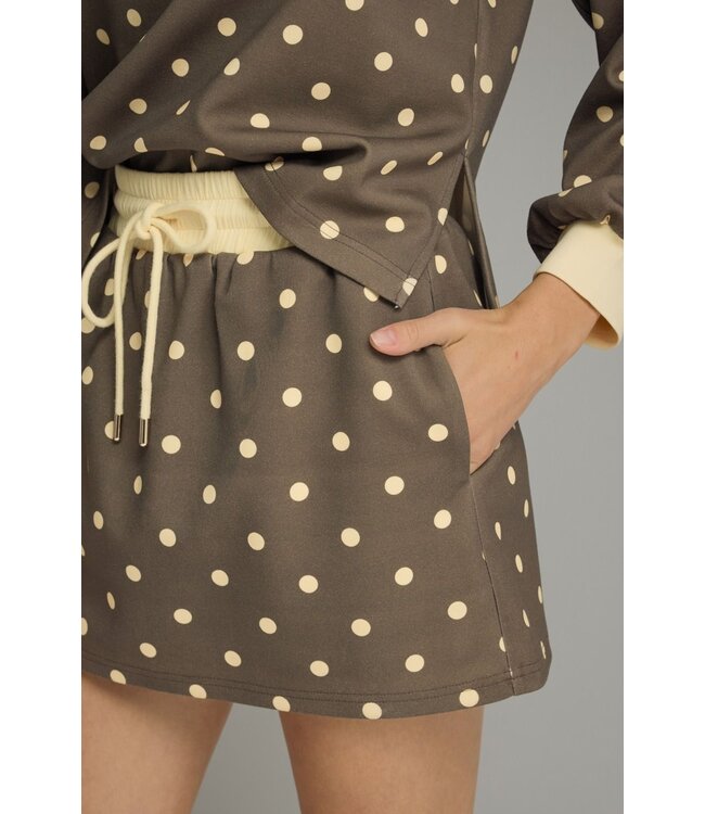 Joanne Mocha Polka Dot Skort