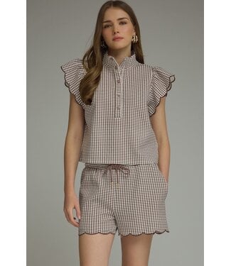 Entro Ali Brown Gingham Top