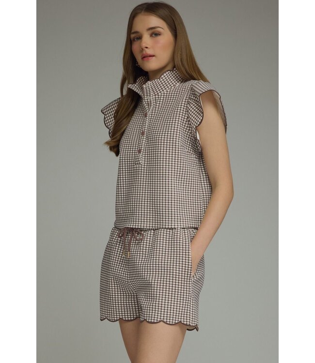Ali Brown Gingham Top