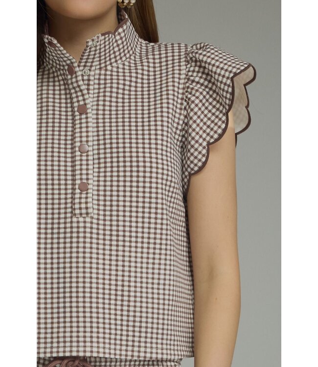 Ali Brown Gingham Top