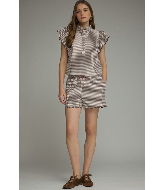 Ali Brown Gingham Shorts