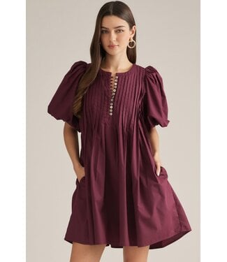 Entro Dolly Burgundy Pleated Dress