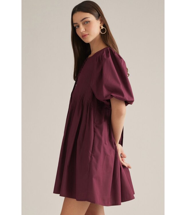 Dolly Burgundy Pleated Dress