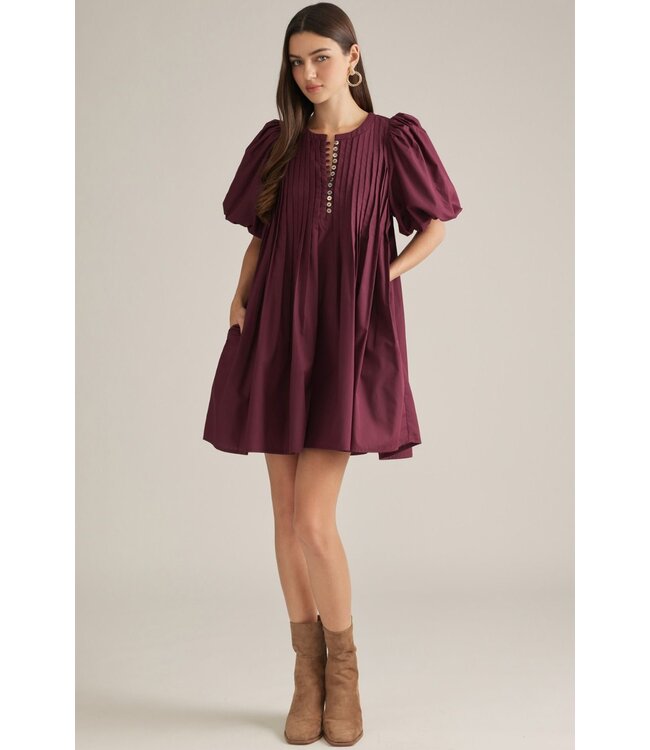 Dolly Burgundy Pleated Dress