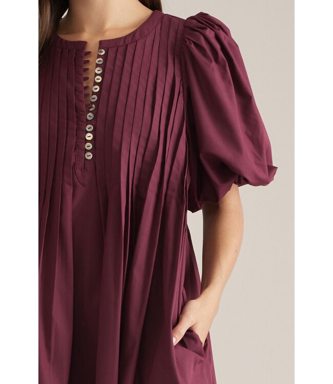 Dolly Burgundy Pleated Dress