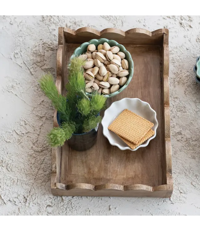 Mango Wood Scalloped Tray