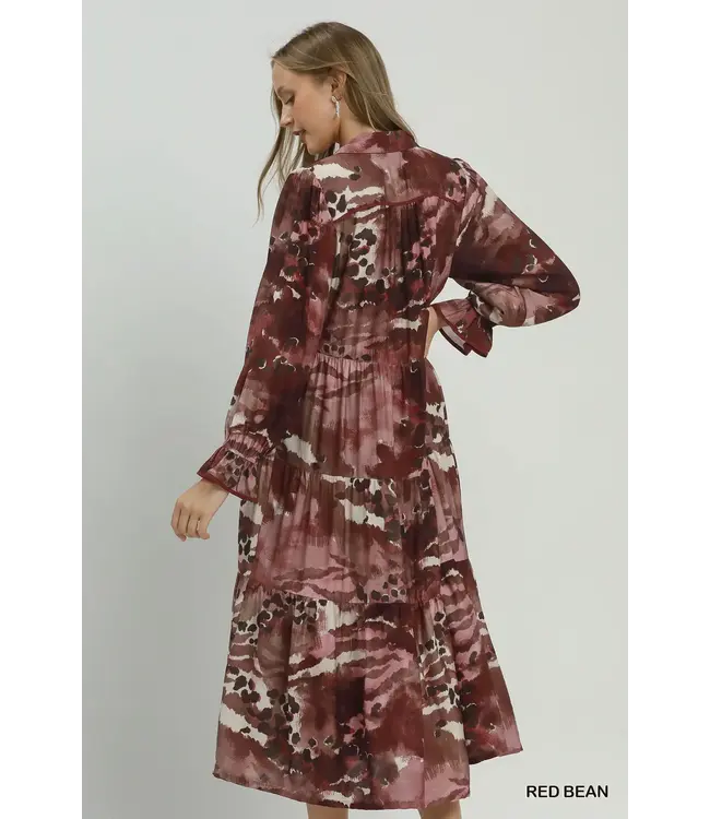 Laura Red Bean Abstract Maxi Dress