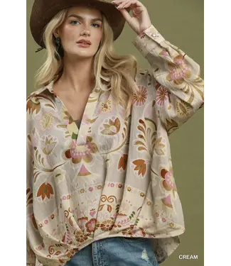 Luna Cream Retro Floral Top