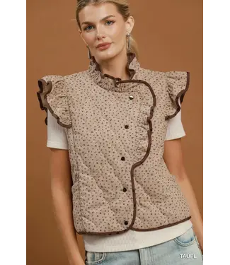 Caroline Taupe Reversible Quilted Vest