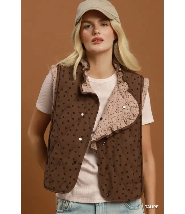 Caroline Taupe Reversible Quilted Vest