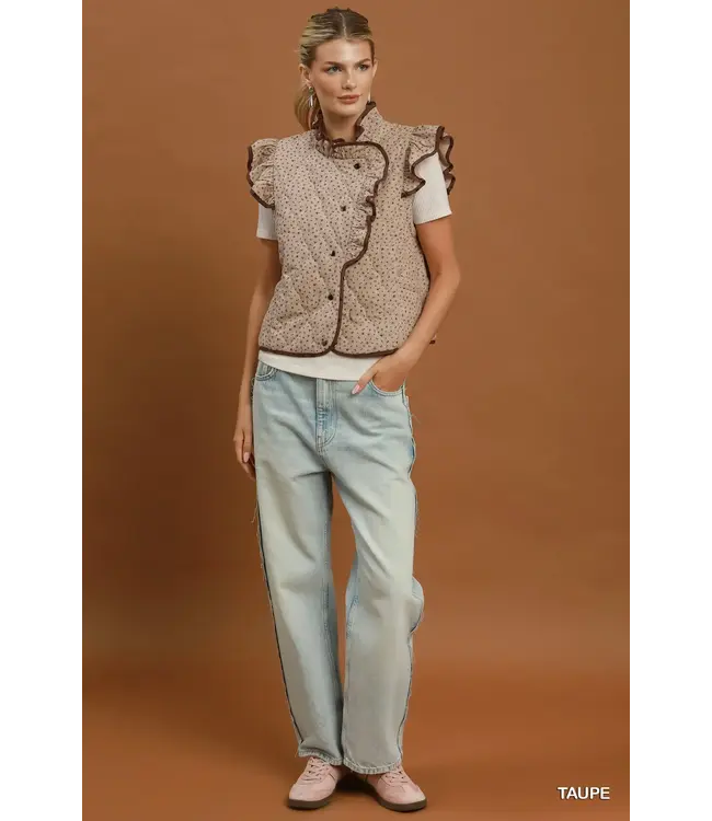 Caroline Taupe Reversible Quilted Vest