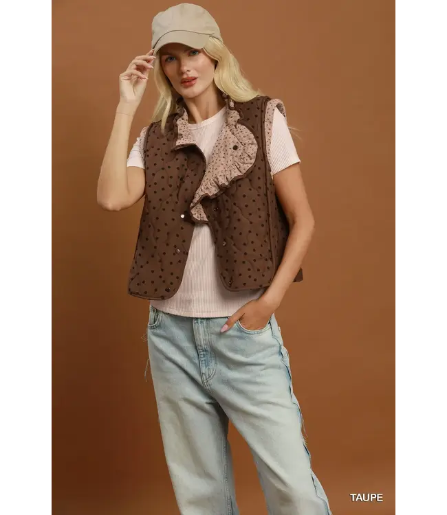 Caroline Taupe Reversible Quilted Vest
