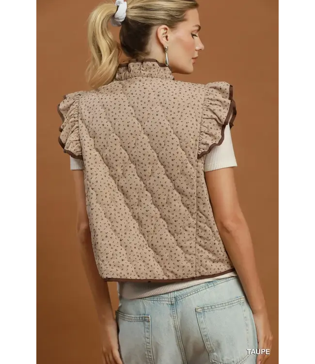 Caroline Taupe Reversible Quilted Vest