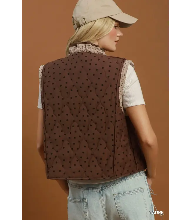 Caroline Taupe Reversible Quilted Vest