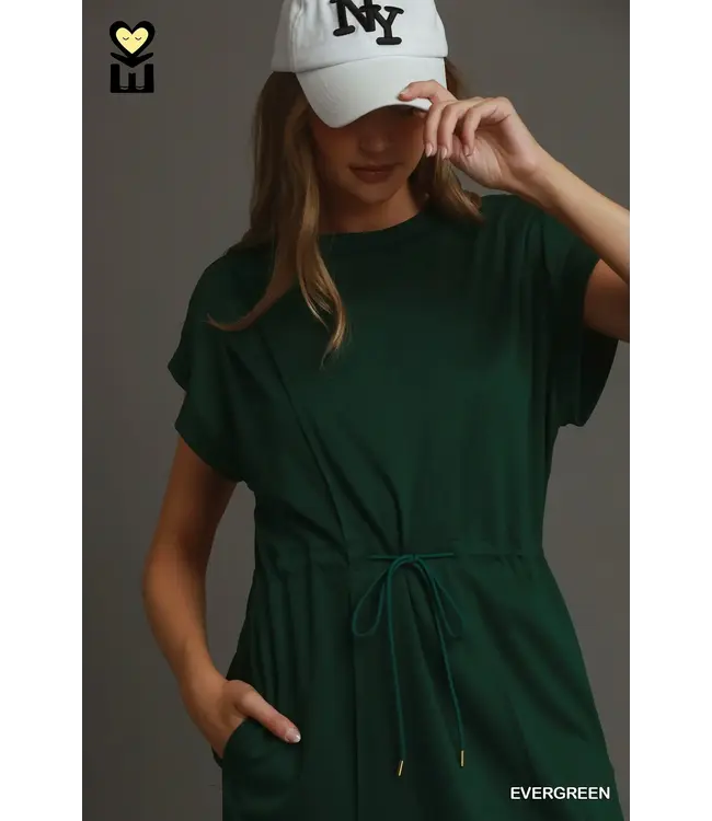 Tatum Evergreen Pleated Dress