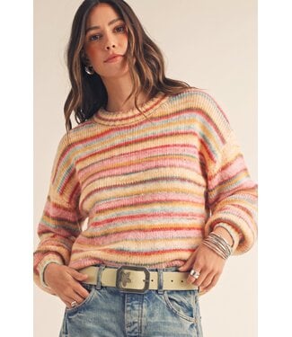 LovLov Mindy Sunrise Cotton Candy Striped Sweater