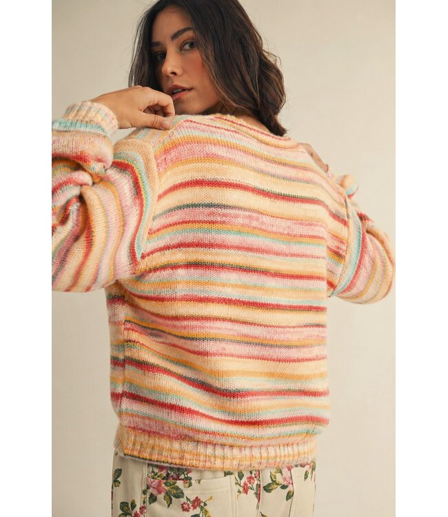 Mindy Sunrise Cotton Candy Striped Sweater
