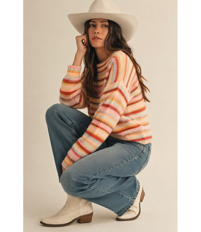 Mindy Sunrise Cotton Candy Striped Sweater