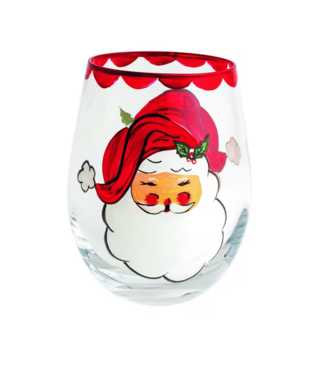 Santa Painted Wine Glass