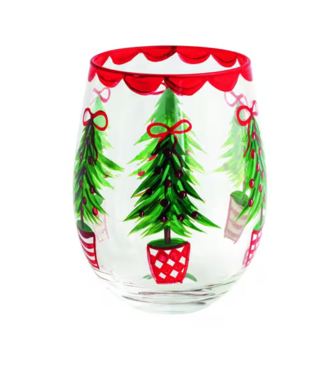 Tree Painted Wine Glass