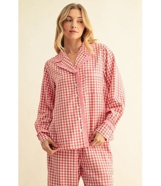 Jodifl Mollie Tomato Red Gingham Pajama Top