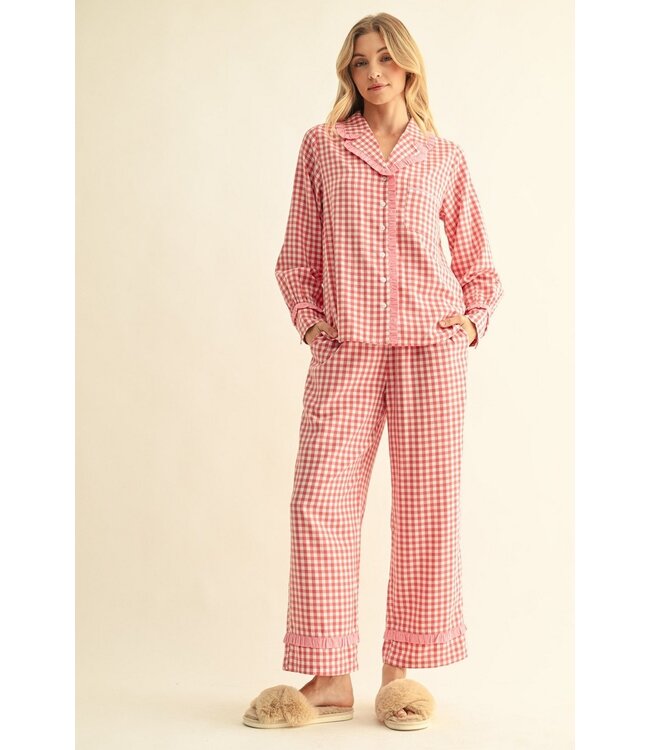 Mollie Tomato Red Gingham Pajama Top