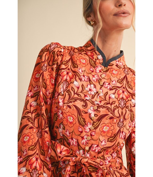 Bella Salmon Floral Dress