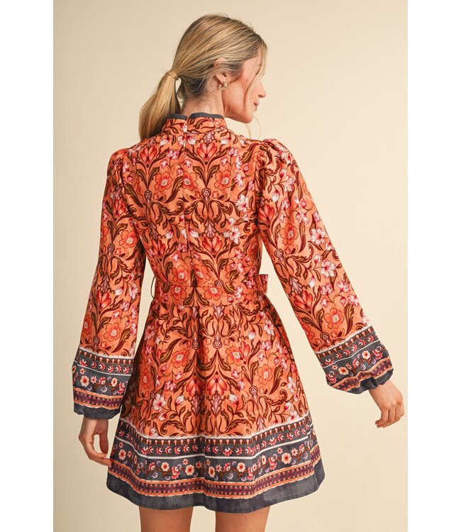 Bella Salmon Floral Dress