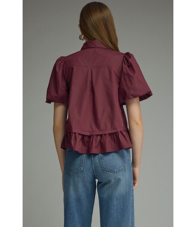 Mandy Burgundy Neck Scarf Top