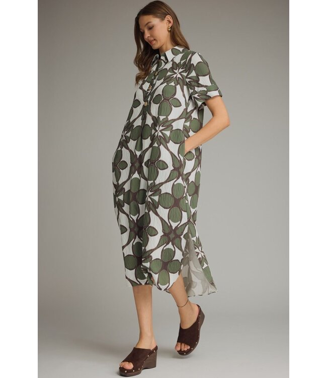 Alana Olive Abstract Midi Dress
