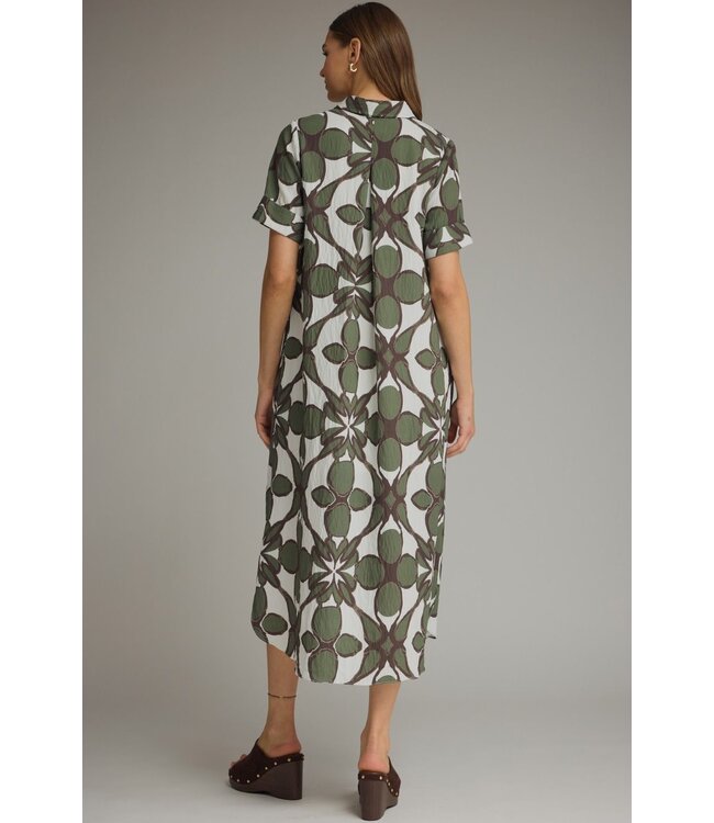 Alana Olive Abstract Midi Dress