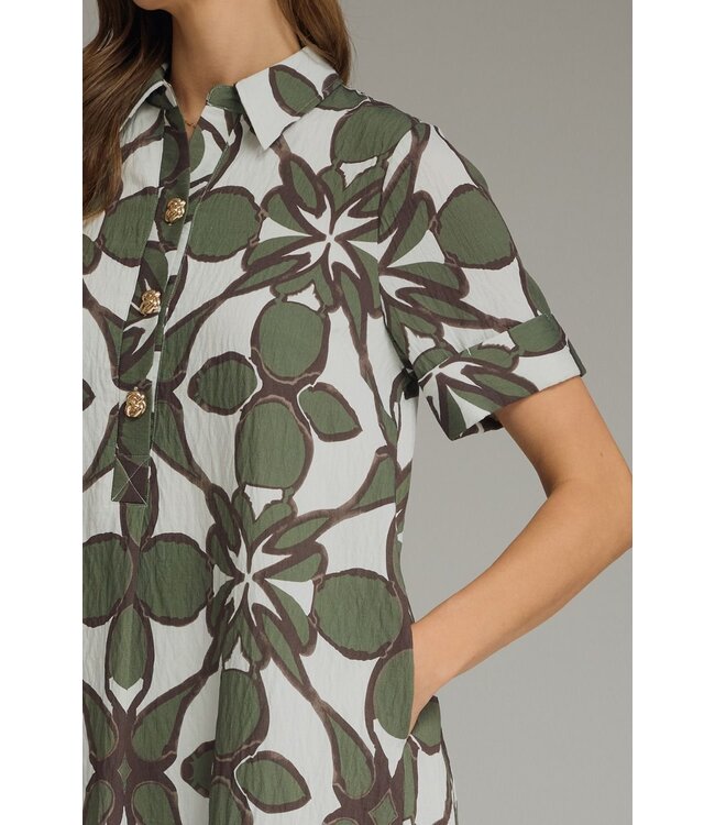 Alana Olive Abstract Midi Dress