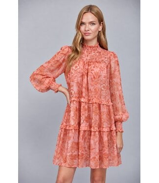 Fate Amy Soft Peach Floral Dress