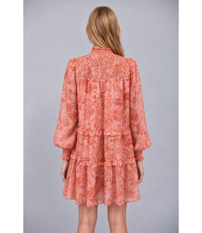 Amy Soft Peach Floral Dress