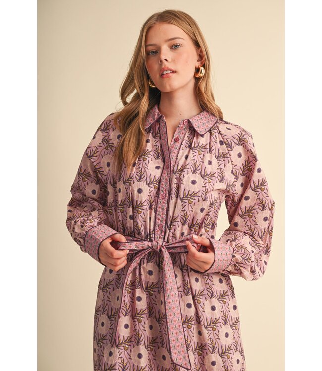 Lilly Mauve Berry Floral Midi Dress