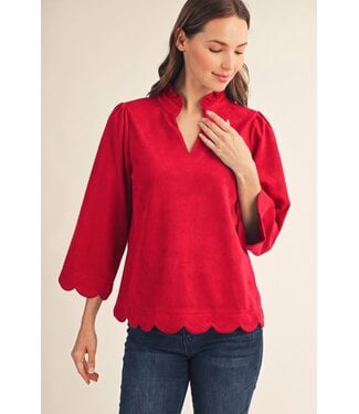 Jodifl Lisa Red Faux Suede Top