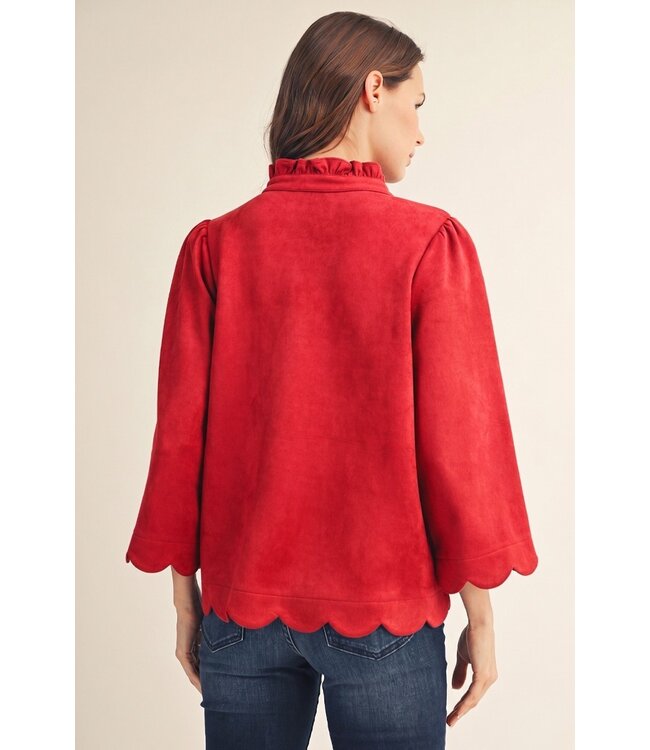 Lisa Red Faux Suede Top