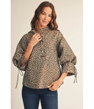 Jodifl Erica Taupe Leopard Jacquard Top