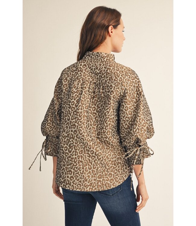 Erica Taupe Leopard Jacquard Top