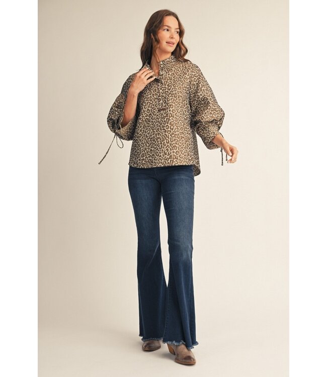 Erica Taupe Leopard Jacquard Top