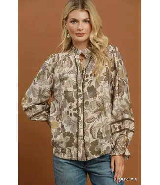 Callie Olive Floral Top