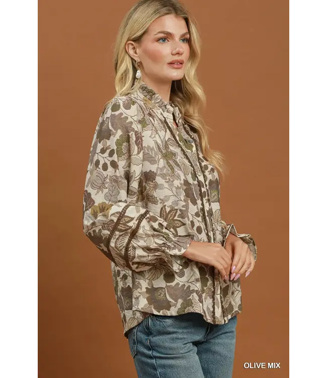 Callie Olive Floral Top