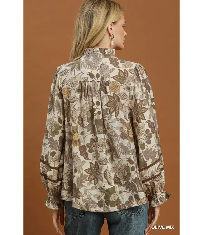 Callie Olive Floral Top
