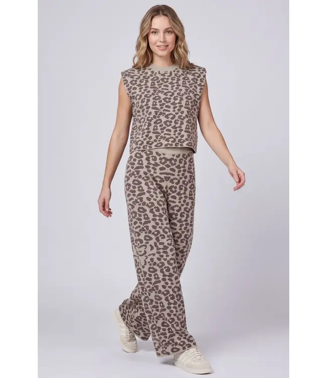 Norah Mocha Leopard Sweater Pants