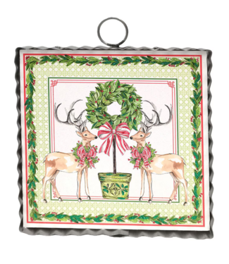 Mini Traditional Tidings Deer & Topiary Print