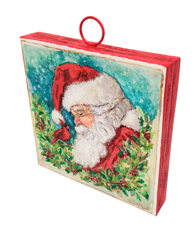 Round Top Mini Santa & Cardinal Print