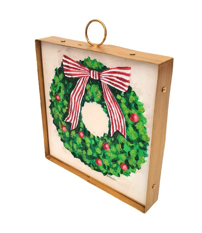 Round Top Mini Green Wreath Red Balls Print