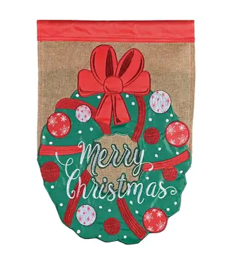 Magnolia Garden Wreath Merry Christmas Garden Flag